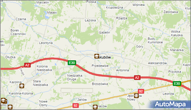 mapa Jakubów powiat miński, Jakubów powiat miński na mapie Targeo