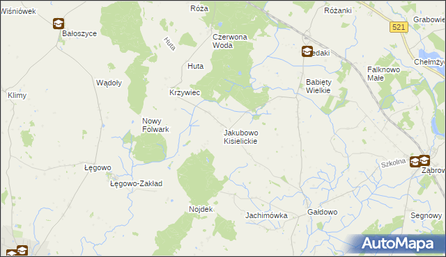 mapa Jakubowo Kisielickie, Jakubowo Kisielickie na mapie Targeo