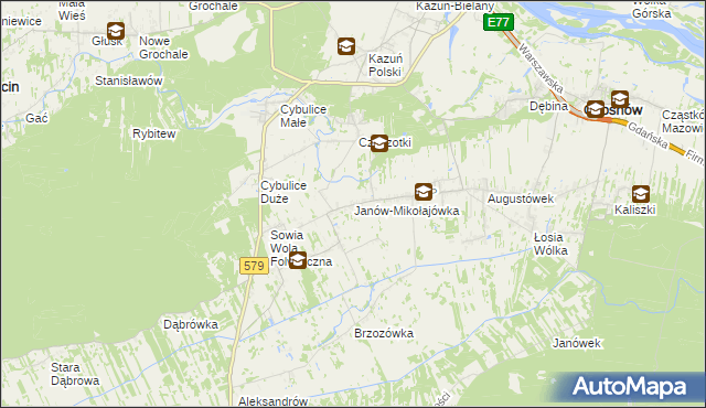 mapa Janów-Mikołajówka, Janów-Mikołajówka na mapie Targeo