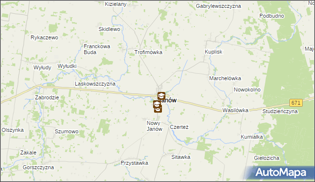 mapa Janów powiat sokólski, Janów powiat sokólski na mapie Targeo