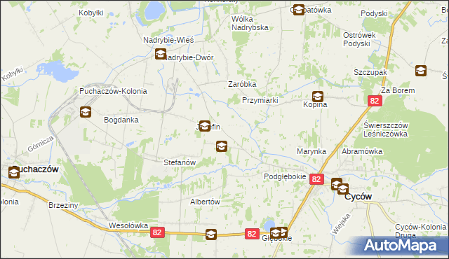 mapa Janowica gmina Cyców, Janowica gmina Cyców na mapie Targeo