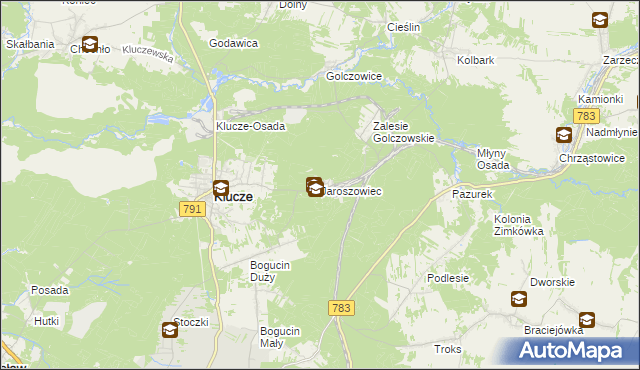 mapa Jaroszowiec, Jaroszowiec na mapie Targeo
