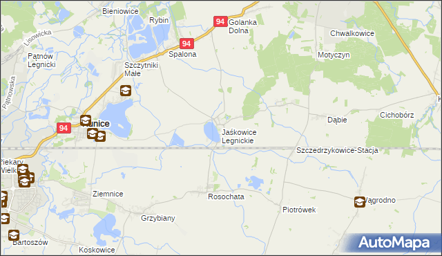 mapa Jaśkowice Legnickie, Jaśkowice Legnickie na mapie Targeo