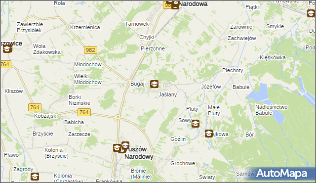 mapa Jaślany, Jaślany na mapie Targeo