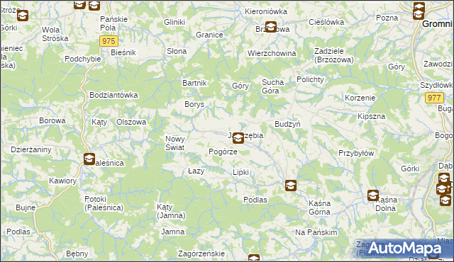 mapa Jastrzębia gmina Ciężkowice, Jastrzębia gmina Ciężkowice na mapie Targeo