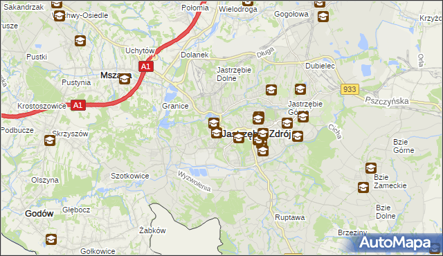 mapa Jastrzębie-Zdrój, Jastrzębie-Zdrój na mapie Targeo