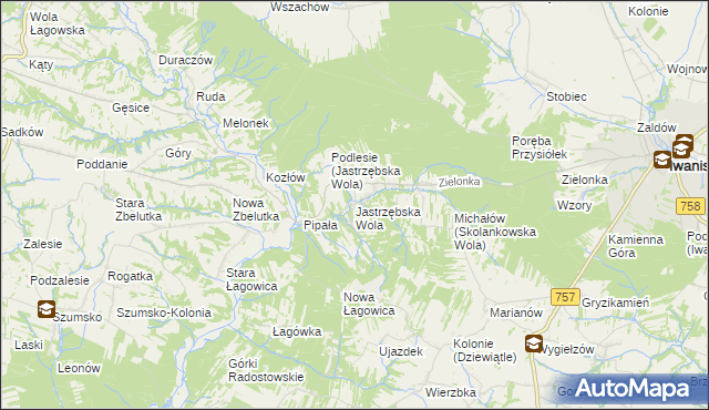 mapa Jastrzębska Wola, Jastrzębska Wola na mapie Targeo