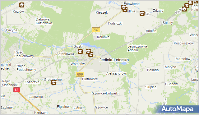 mapa Jedlnia-Letnisko, Jedlnia-Letnisko na mapie Targeo