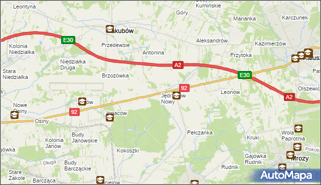 mapa Jędrzejów Nowy, Jędrzejów Nowy na mapie Targeo