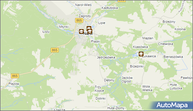 mapa Jędrzejówka gmina Narol, Jędrzejówka gmina Narol na mapie Targeo