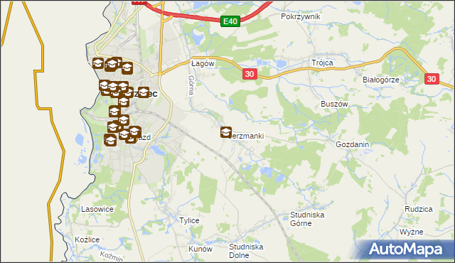 mapa Jerzmanki, Jerzmanki na mapie Targeo