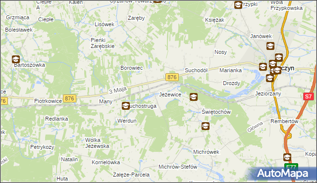 mapa Jeżewice gmina Tarczyn, Jeżewice gmina Tarczyn na mapie Targeo