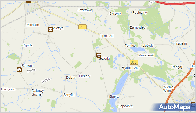 mapa Jeziorki gmina Stęszew, Jeziorki gmina Stęszew na mapie Targeo