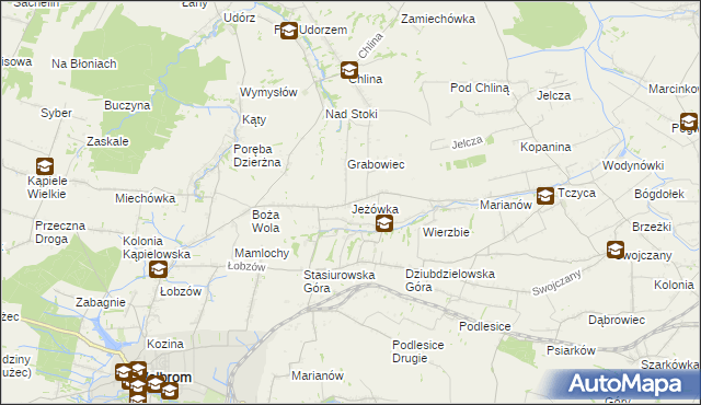 mapa Jeżówka gmina Wolbrom, Jeżówka gmina Wolbrom na mapie Targeo