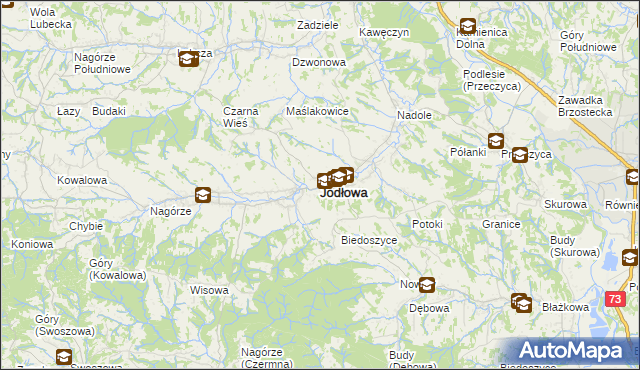 mapa Jodłowa, Jodłowa na mapie Targeo