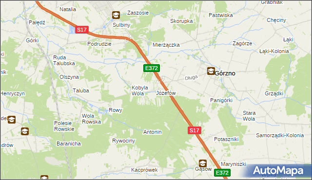 mapa Józefów gmina Górzno, Józefów gmina Górzno na mapie Targeo
