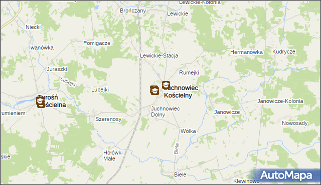 mapa Juchnowiec Górny, Juchnowiec Górny na mapie Targeo