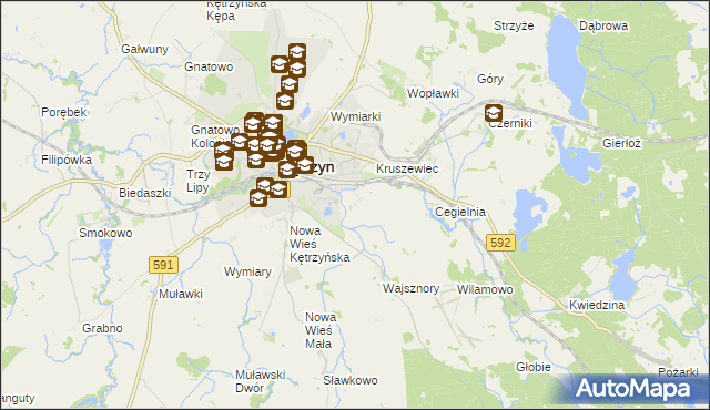 mapa Jurki gmina Kętrzyn, Jurki gmina Kętrzyn na mapie Targeo
