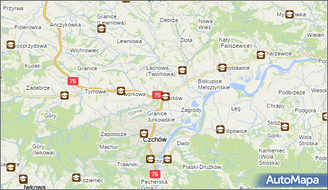 mapa Jurków gmina Czchów, Jurków gmina Czchów na mapie Targeo