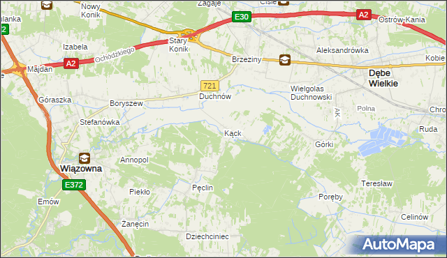 mapa Kąck, Kąck na mapie Targeo