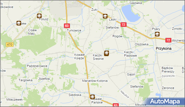 mapa Kaczki Średnie, Kaczki Średnie na mapie Targeo