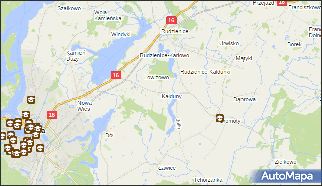 mapa Kałduny gmina Iława, Kałduny gmina Iława na mapie Targeo