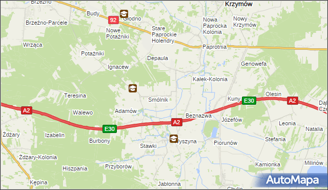 mapa Kałek gmina Krzymów, Kałek gmina Krzymów na mapie Targeo