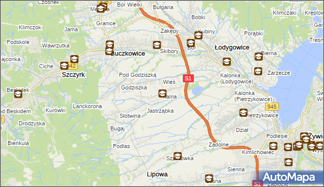 mapa Kalna, Kalna na mapie Targeo