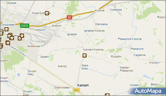 mapa Kamień-Kolonia gmina Kamień, Kamień-Kolonia gmina Kamień na mapie Targeo