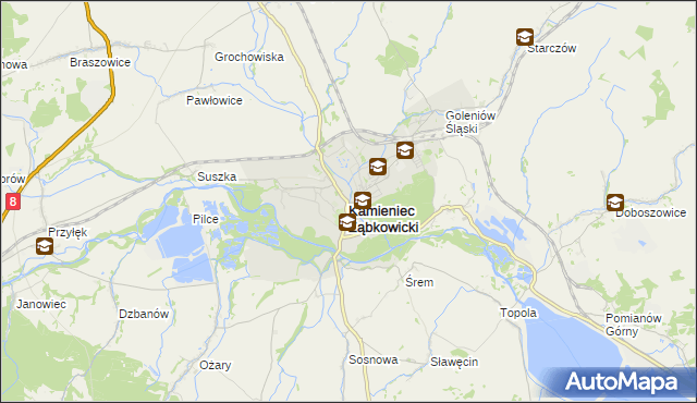 mapa Kamieniec Ząbkowicki, Kamieniec Ząbkowicki na mapie Targeo