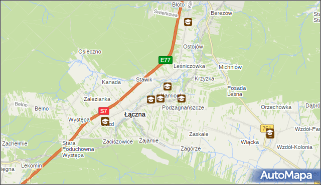 mapa Kamionki gmina Łączna, Kamionki gmina Łączna na mapie Targeo