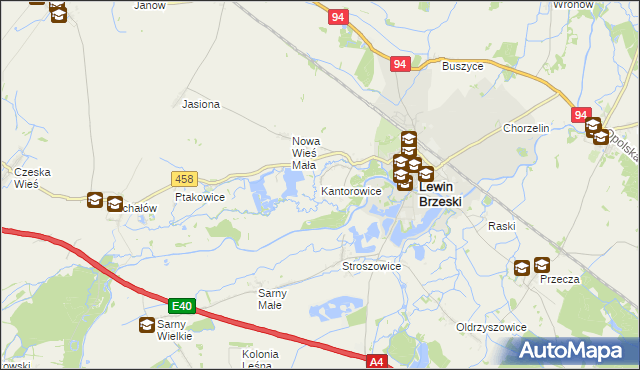 mapa Kantorowice gmina Lewin Brzeski, Kantorowice gmina Lewin Brzeski na mapie Targeo