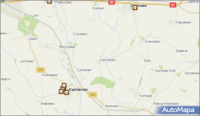 mapa Karczewo gmina Kamieniec, Karczewo gmina Kamieniec na mapie Targeo