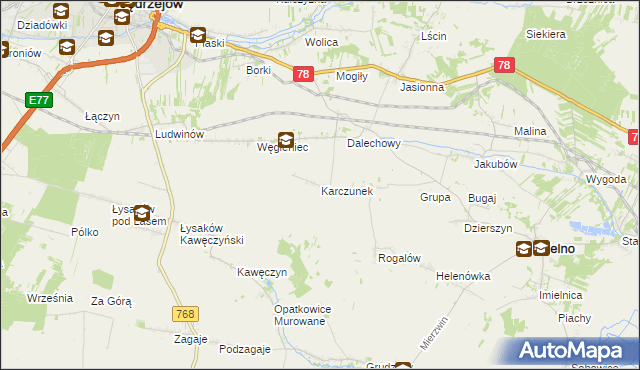 mapa Karczunek gmina Imielno, Karczunek gmina Imielno na mapie Targeo