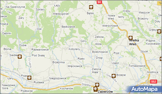 mapa Karniowice gmina Zabierzów, Karniowice gmina Zabierzów na mapie Targeo