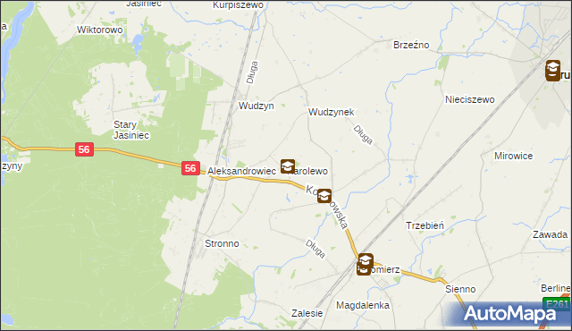 mapa Karolewo gmina Dobrcz, Karolewo gmina Dobrcz na mapie Targeo