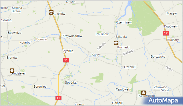 mapa Karsy gmina Gołuchów, Karsy gmina Gołuchów na mapie Targeo