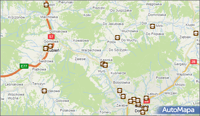 mapa Kasinka Mała, Kasinka Mała na mapie Targeo