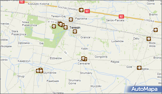 mapa Kaski gmina Baranów, Kaski gmina Baranów na mapie Targeo