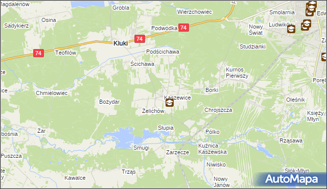 mapa Kaszewice, Kaszewice na mapie Targeo