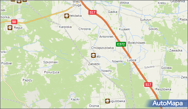 mapa Kąty gmina Kołbiel, Kąty gmina Kołbiel na mapie Targeo