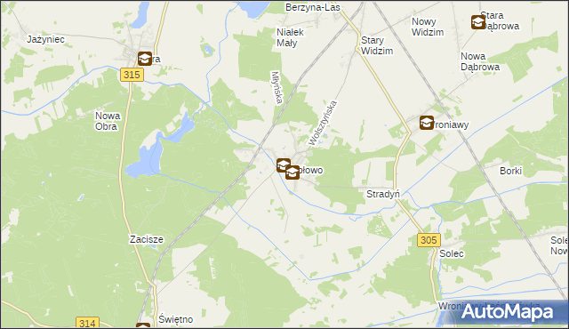 mapa Kębłowo gmina Wolsztyn, Kębłowo gmina Wolsztyn na mapie Targeo