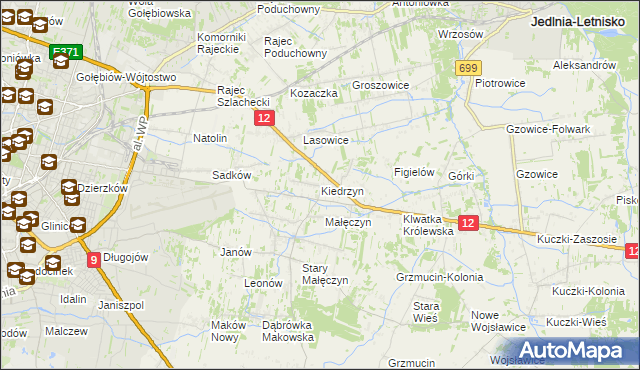 mapa Kiedrzyn gmina Gózd, Kiedrzyn gmina Gózd na mapie Targeo