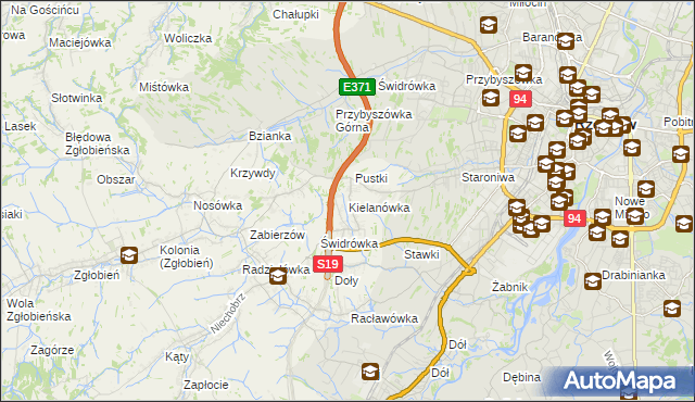 mapa Kielanówka, Kielanówka na mapie Targeo