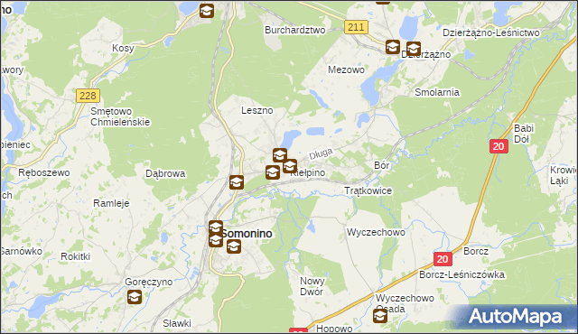 mapa Kiełpino gmina Kartuzy, Kiełpino gmina Kartuzy na mapie Targeo