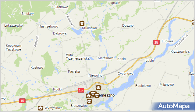 mapa Kierzkowo gmina Trzemeszno, Kierzkowo gmina Trzemeszno na mapie Targeo