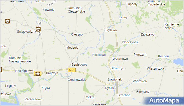 mapa Kisielewo gmina Dobrzyń nad Wisłą, Kisielewo gmina Dobrzyń nad Wisłą na mapie Targeo