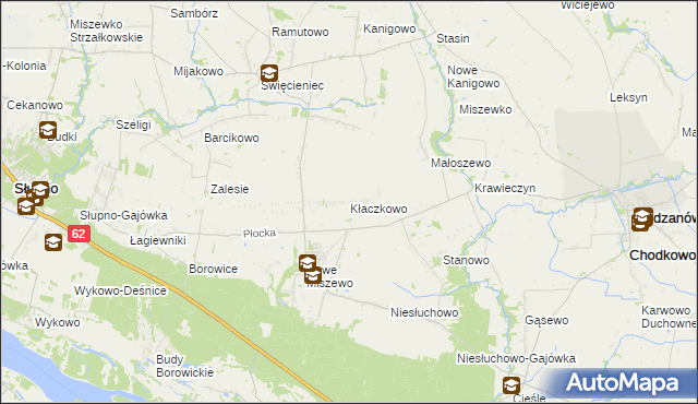 mapa Kłaczkowo, Kłaczkowo na mapie Targeo