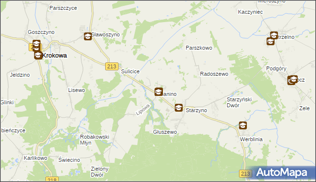 mapa Kłanino gmina Krokowa, Kłanino gmina Krokowa na mapie Targeo