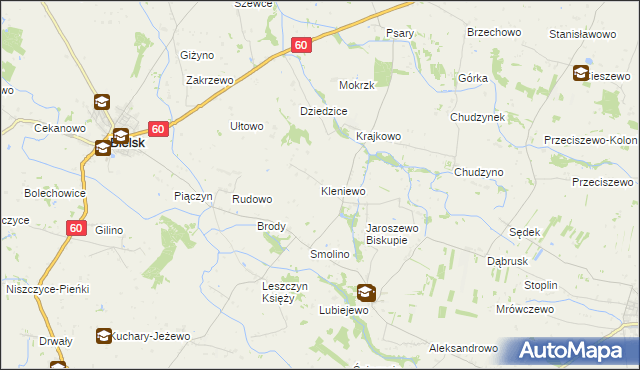 mapa Kleniewo gmina Bielsk, Kleniewo gmina Bielsk na mapie Targeo